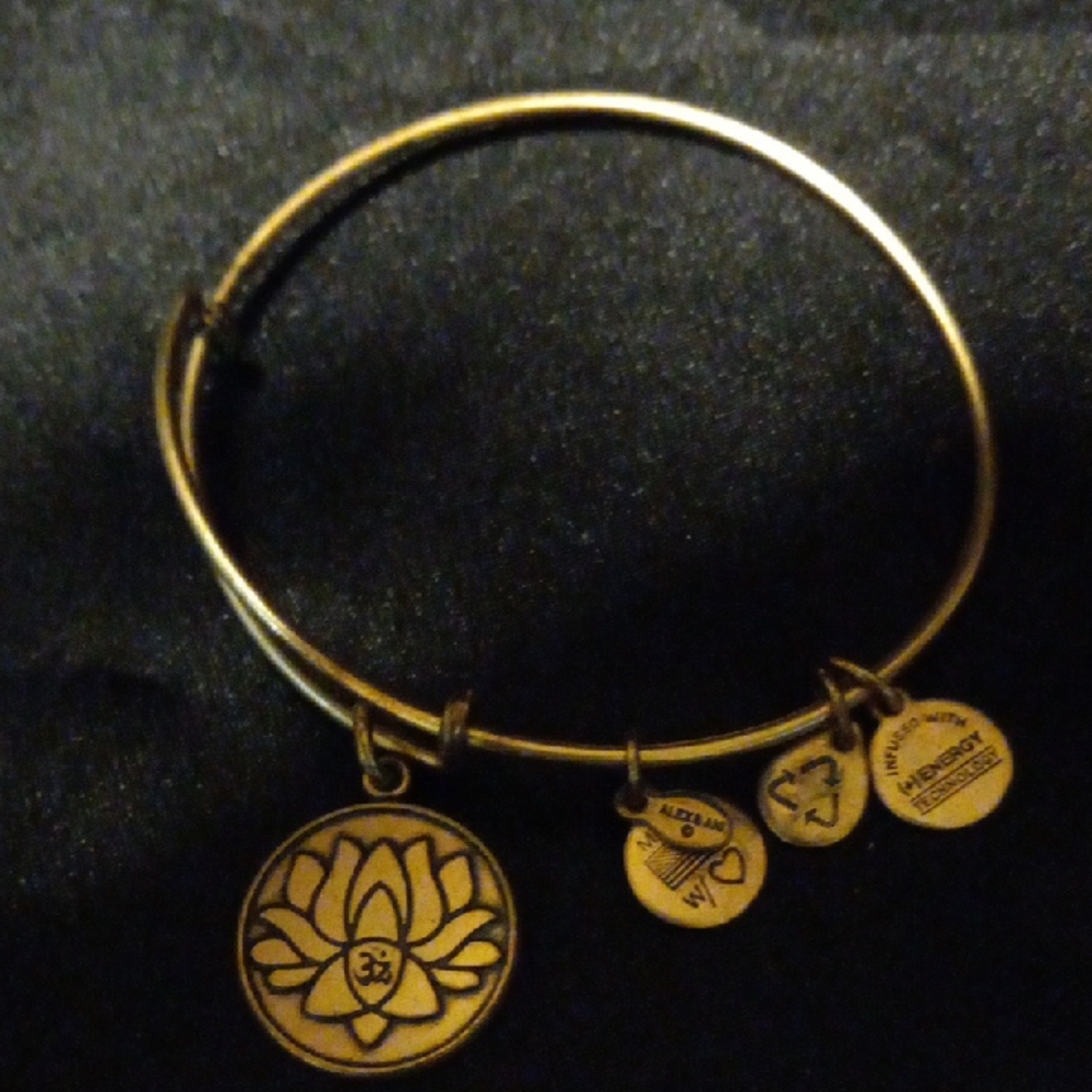 Alex and Ani Gold Lotus Charm Bangle